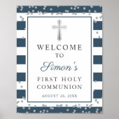 Silver Navy Stripes First Community Welcome Poster (Voorkant)