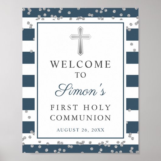 Silver Navy Stripes First Community Welcome Poster (Voorkant)