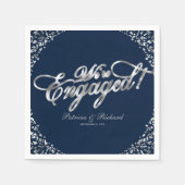 Silver Navy We zijn verloofd Verlovingsfeest Servet (Voorkant)