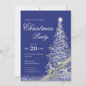Silver Navy Winter Christmas Tree Bow Holiday  Kaart (Voorkant)