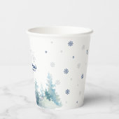 Silver & Navy Winter Onderland 1e verjaardag Papieren Bekers (Achterkant)