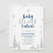 Silver & Navy Winter Wonderland Boy Baby shower Kaart (Voorkant)
