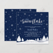 Silver & Navy Winter Wonderland Boy Baby shower Kaart (Voorkant / Achterkant)