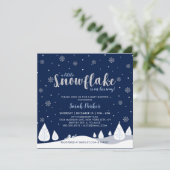 Silver & Navy Winter Wonderland Boy Baby shower Kaart (Staand voorkant)