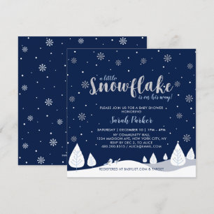 Silver & Navy Winter Wonderland Boy Baby shower Kaart