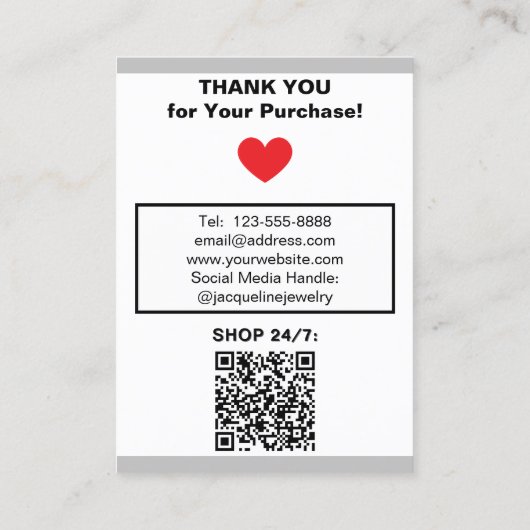 Silver Necklace Earrings Website QR Code Visitekaartje (Achterkant)