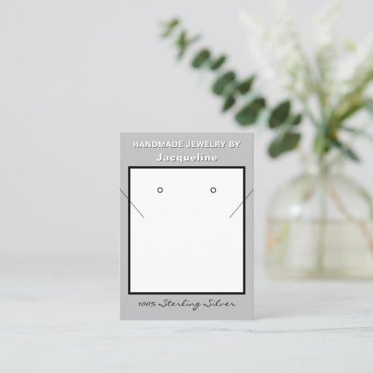 Silver Necklace Earrings Website QR Code Visitekaartje (Staand voorkant)