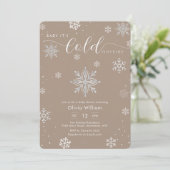 Silver Neutral Magic Winter Snowflake Baby Shower  Kaart (Staand voorkant)
