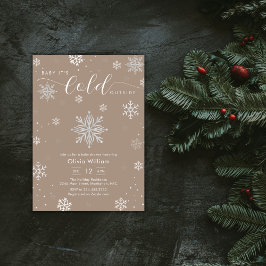 Silver Neutral Magic Winter Snowflake Baby Shower  Kaart