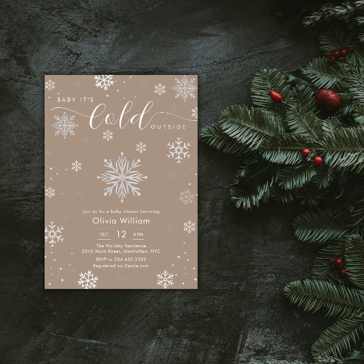 Silver Neutral Magic Winter Snowflake Baby Shower  Kaart