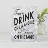 Silver New Year's Time to Drink Champagne Invite Kaart (Staand voorkant)