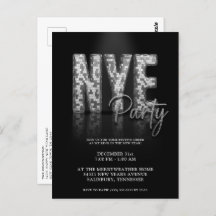 Silver New Years ve Disco Party Invitation