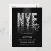 Silver New Years ve Disco Party Invitation Briefkaart (Voorkant / Achterkant)