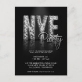 Silver New Years ve Disco Party Invitation Briefkaart (Voorkant)