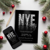 Silver New Years ve Disco Party Kaart