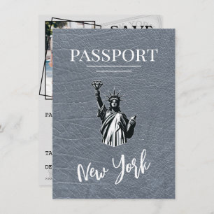 Silver New York City Passport Bewaar de datum Save The Date