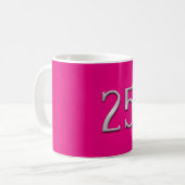 Silver Numeral 25 Hot Pink 25th Jubileum Mok (Voorkant links)