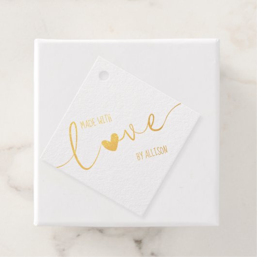 Silver of Gold Script Typografie gemaakt met liefd Bedankjes Labels (Met doos)