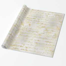 Silver Old Gold Handwriting Cadeaupapier
