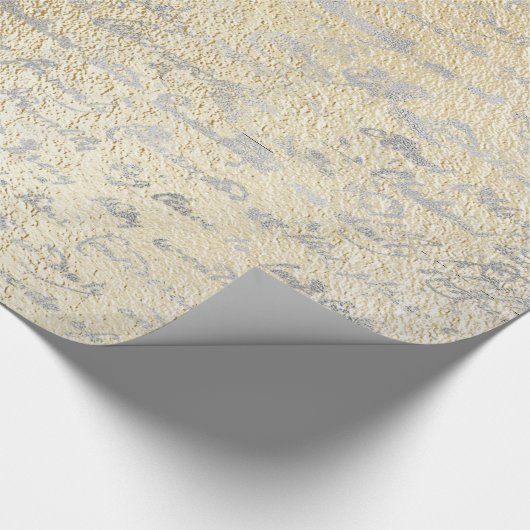 Silver Old Handwrite op Gold Textured Tablet Cadeaupapier (Hoek)