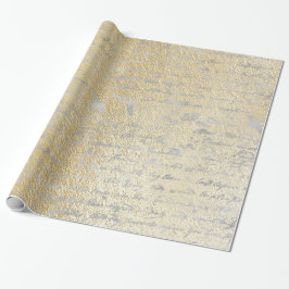 Silver Old Handwrite op Gold Textured Tablet Cadeaupapier