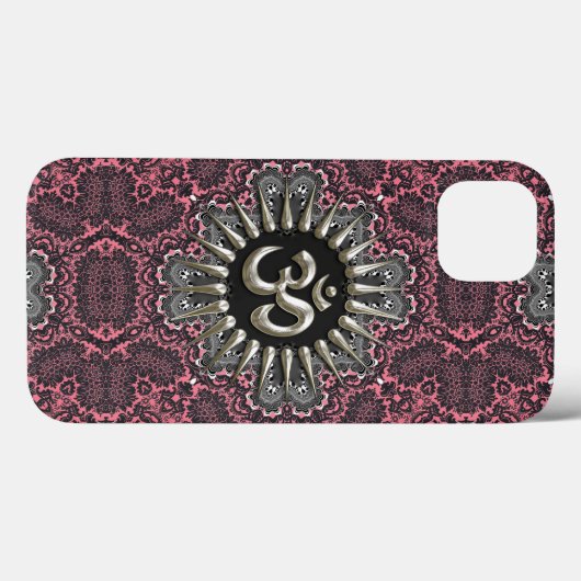 Silver Om  roze Damask Case-Mate iPhone Case (Achterkant (horizontaal))