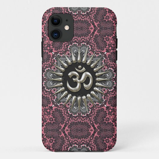Silver Om  Roze Damask iPhone 5 Case-Mate iPhone Case (Achterkant)