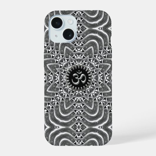 Silver OM Spirituele verbinding iPhone 15 Case (Achterkant)