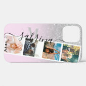 Silver ombre 4 collage foto monogram Case-Mate iPhone case (Achterkant (horizontaal))