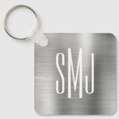 Silver Ombre Folie Drie Letter Monogram Sleutelhanger (Voorkant)
