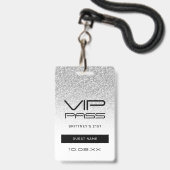 Silver Ombre Glitter Glam VIP Pass 21e uitnodiging Badge (Voorzijde met lanyard)