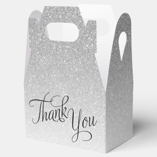 Silver Ombre Glitter Script Bedankt Bedankdoosjes (Geopend)