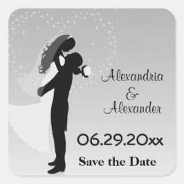 Silver Ombre Silhouet Bewaar de datum Sticker