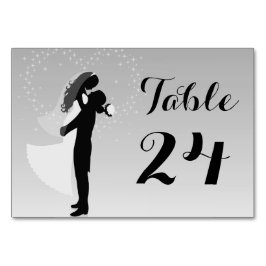 Silver Ombre Silhouette Bruid en bruidegom tafel K Kaart