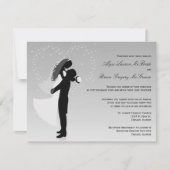 Silver Ombre Silhouette Formal Wedding Invite Kaart (Voorkant)