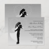 Silver Ombre Silhouette Formal Wedding Invite Kaart (Voorkant / Achterkant)
