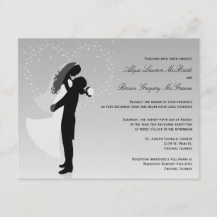 Silver Ombre Silhouette Formal Wedding Invite Kaart