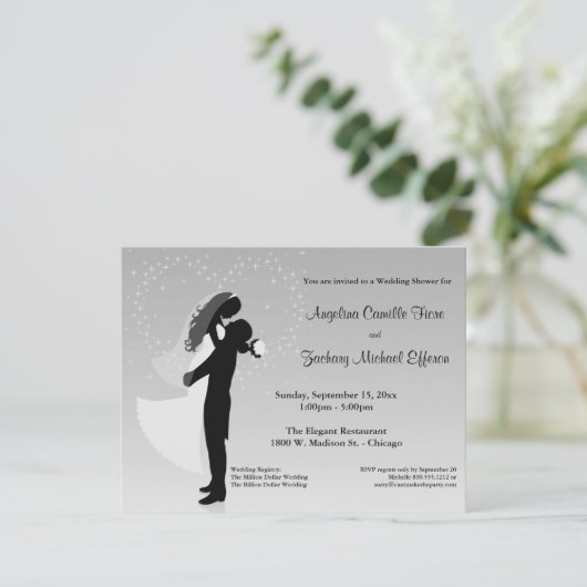 Silver Ombre Silhouette Formele Uitnodiging (Staand voorkant)