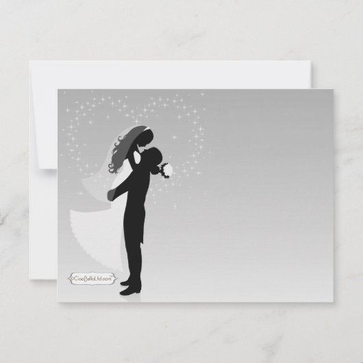 Silver Ombre Silhouette Formele Uitnodiging (Achterkant)