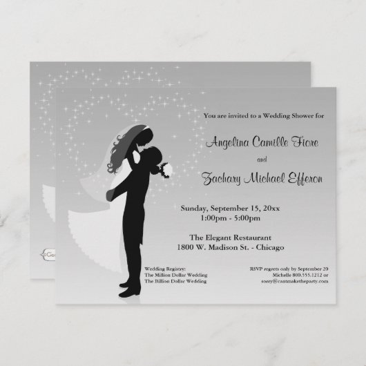 Silver Ombre Silhouette Formele Uitnodiging (Voorkant / Achterkant)