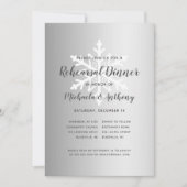 Silver Ombre Snowflake Winter Rehearsal Dinner Kaart (Voorkant)