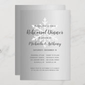 Silver Ombre Snowflake Winter Rehearsal Dinner Kaart (Voorkant / Achterkant)