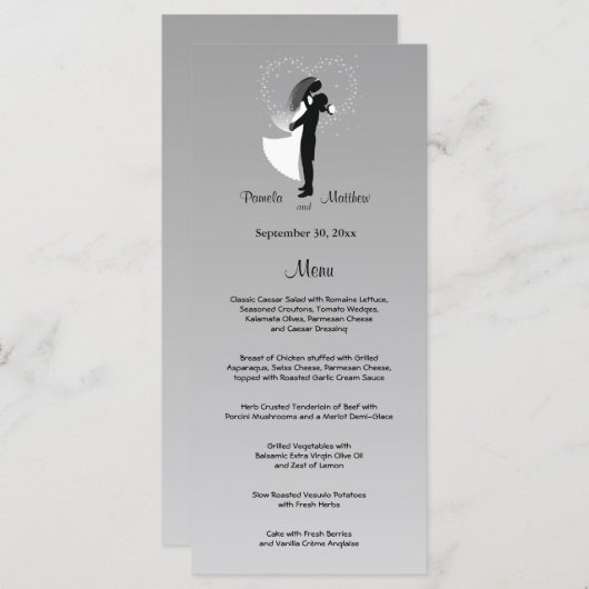 Silver Ombre  Wedding Menu Kaart (Voorkant / Achterkant)