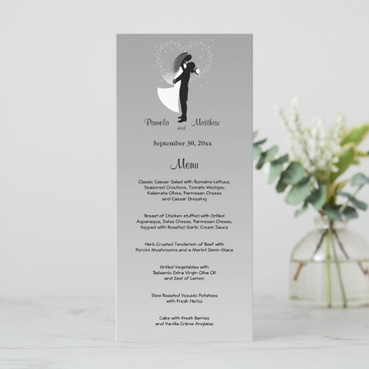 Silver Ombre  Wedding Menu Kaart (Staand voorkant)
