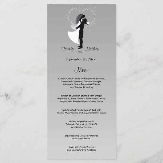 Silver Ombre  Wedding Menu Kaart (Voorkant)