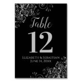 Silver op Black Elegant Frilly Wedding Kaart (Achterkant)