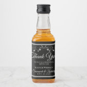 Silver op Black Wedding Mini Bottle Dank je Likeurfles Etiket (Voorkant)