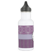 Silver op Lavender Damask met Stripes & Monogram Waterfles (Links)