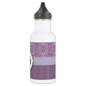 Silver op Lavender Damask met Stripes & Monogram Waterfles (Rechts)