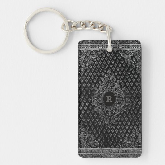 Silver Ornamental w/out uw Monogram Sleutelhanger (Voorkant)